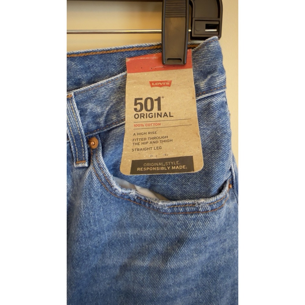 Levi's 501 Original Distressed Medium Wash Button Fly Straight Leg Jeans 27x30 - Picture 4 of 8